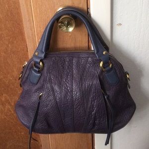 orYANY Navy Leather Satchel
